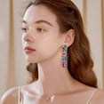 thumbnail image 2 of Colorful Rhinestone Square Dangle Drop Earrings for Women Crystal Rectangle Geometric Statement Earring, 2 of 4