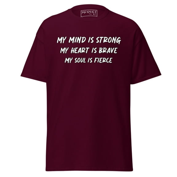 Adult Short-Sleeved T-Shirt Mind Heart Soul (Maroon, S)