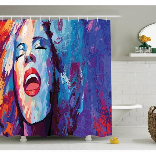 Ambesonne Music Singer Grunge Shower Curtain Set