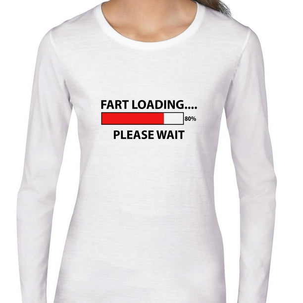 Hollywood Thread - Geeky Fart Loading Computer Bar - Please Wait Funny Women's Long Sleeve Grey