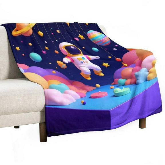 Space Astronaut Adventure Throws Blankets for Sofa Bed Winter Plush Warm Blanket Holiday Gifts
