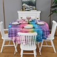 thumbnail image 2 of Colorful Tie Dye Pattern Round Tablecloth 60"x60",Wrinkle Wipeable Table Cloth for Kitchen Dining Room Picnic Patio Party, 2 of 6
