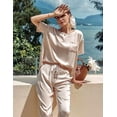 thumbnail image 2 of Avidlove Summer Pajama Sets for Women Silk Satin Pj Sets Two Piece Short Sleeve Tops and Long Louge Pants Set Ladies Matching Pjs Outfits, 2 of 6