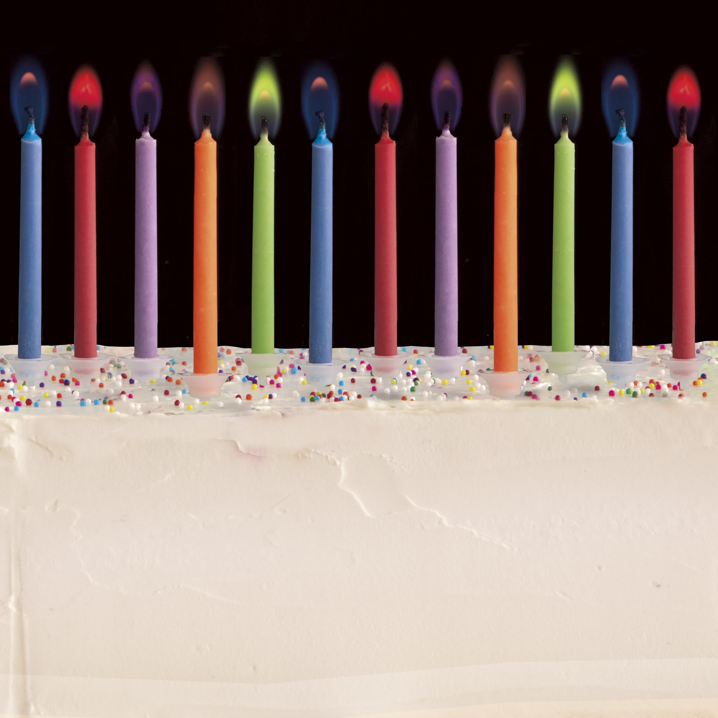 Multicolor Flame Birthday Candles and Holders, 12ct, Unique