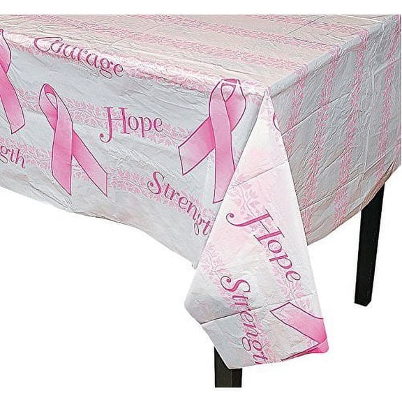 Pink Ribbon Printed Plastic Tablecloth - Party Supplies - 1 Piece