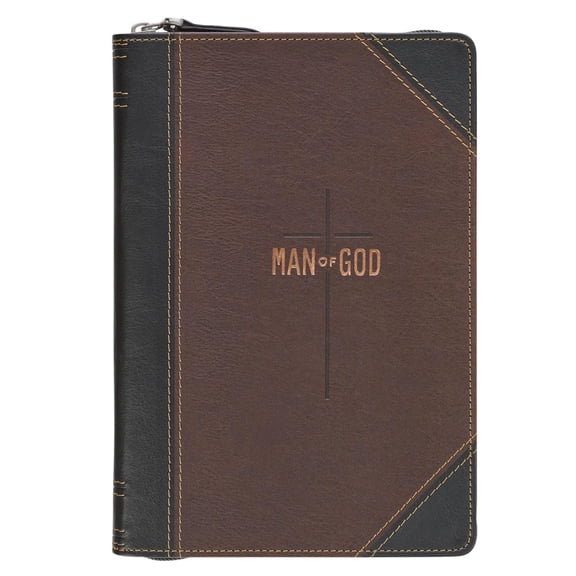 JOURNAL-MAN OF GOD ESPRESSO BROWN WALNUT ZIPPERED FAUX