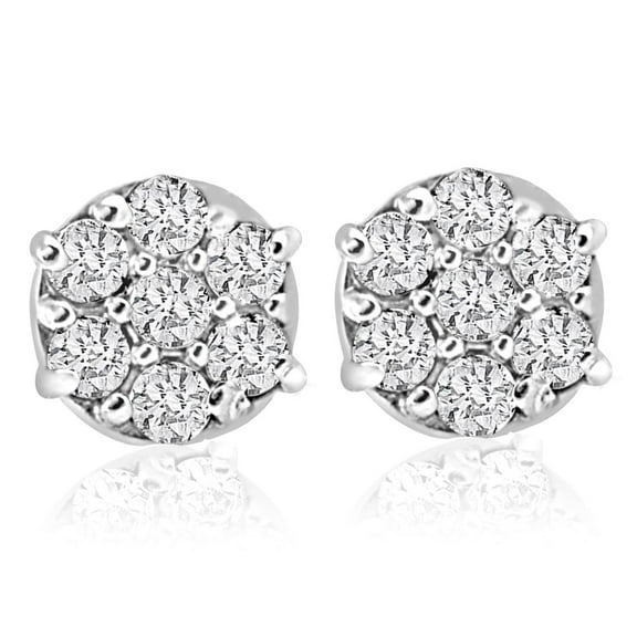 Pompeii 1/4cttw Diamond Cluster Womens Studs in 10k White Gold (I-J,I2-I3)