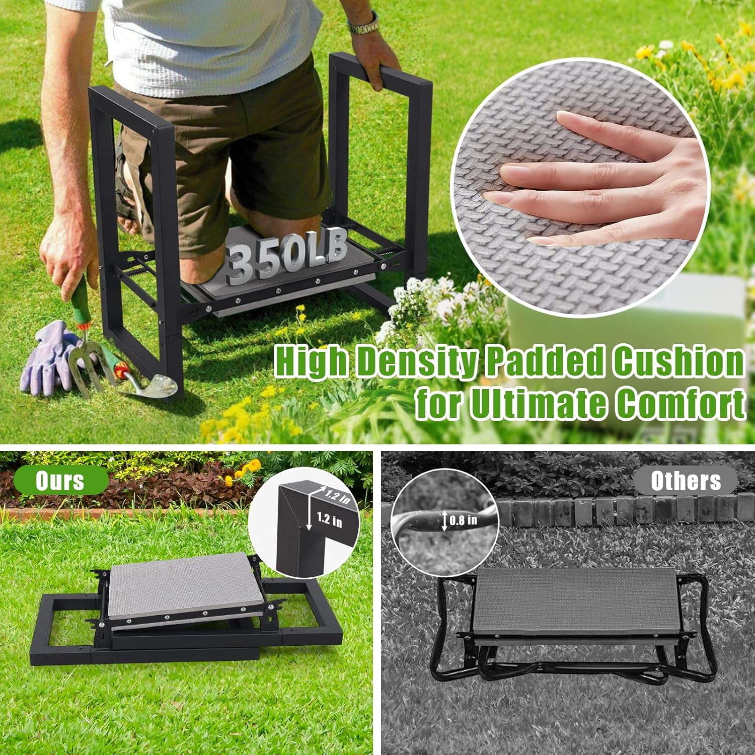 Garden Kneeler and Seat, 12.7" Wide Folding Heavy Duty Gardening Bench with Handles for Kneeling and Seat, Multifunctional Kneeler Stool for Women Seniors,Relieve Knee Back Pain,Gardening Tools Gifts