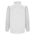 thumbnail image 4 of Royisotas Casual Womens Plus Size Tops Winter Long Sleeve Ruffle Standing Collar Button Down Shirts for Women Dressy White Solid Button up Shirts, 4 of 6