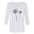 thumbnail image 4 of Hfiengba Women's Graphic Tee Floral Printed Crew Neck 3/4 Sleeve Shirts Casual Loose Fit Tops Soft Clothes (XL, White 1), 4 of 5