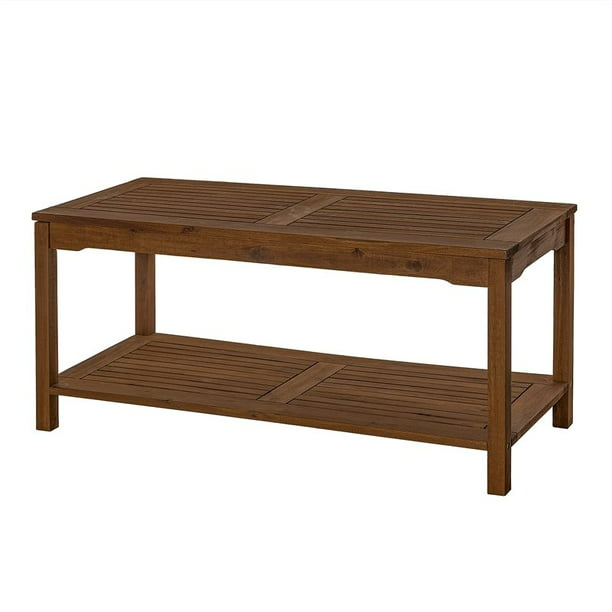 Solid Acacia Wood Outdoor Patio Coffee Table In Dark Brown Com - How To Seal Acacia Wood Patio Furniture