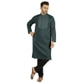thumbnail image 1 of Atasi Indian Solid Kurta Pajama Set For MensMandarin Collar Casual Long-Wear Kurta, 1 of 7