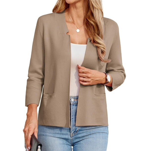 Chaqueta estilo blazer GRACE KARIN para mujer, manga 3/4, punto M, color caqui