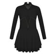 thumbnail image 3 of CHICTRY Girls Long Sleeve Ballerina Dancewear Hollow Back Skirted Leotard Figure Roller Skating Gymnastics Leotard Dress Black 14, 3 of 7