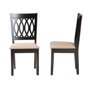 Baxton Studio Florencia Modern Beige Fabric and Espresso Brown Finished Wood 2-Piece Dining Chair Set