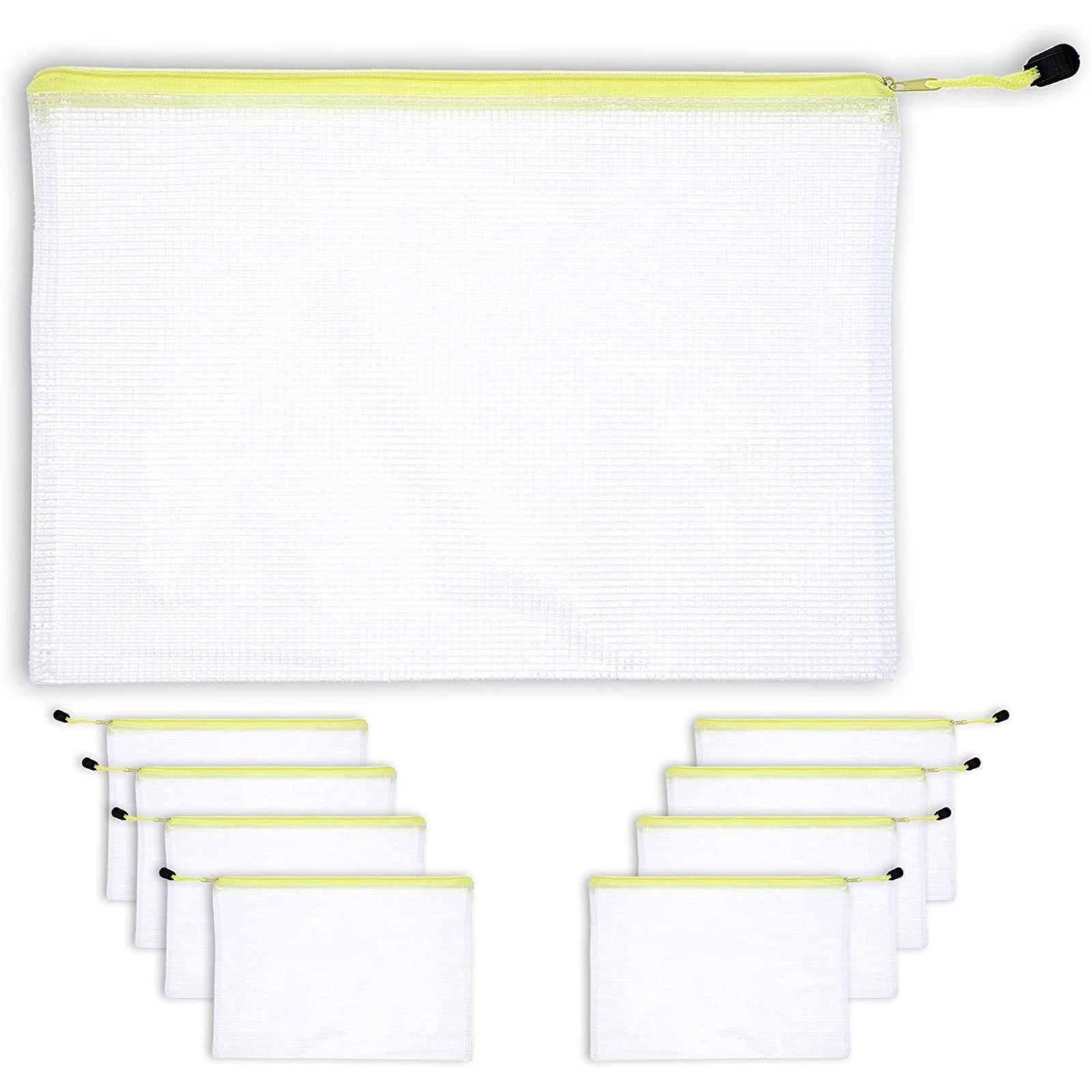 24-Pack Large Mesh Zipper Pencil Pouch A4 Document Holder for School and Office