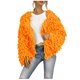 thumbnail image 1 of Abrigos para mujer Chaqueta de suéter con flecos para mujer con top informal de cárdigan de de color sólido hueco tejido personalizado (Anaranjado, XL), 1 of 5