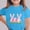Blue, variant on SERTG Girls Easter Bunny Print Short Sleeve T Shirt Soft Breathable Crew Neck Tee Casual Regular Fit Lightweight Comfortable Fashion Top Cute Easter Holiday T Shirt(Orange,12-13Years)