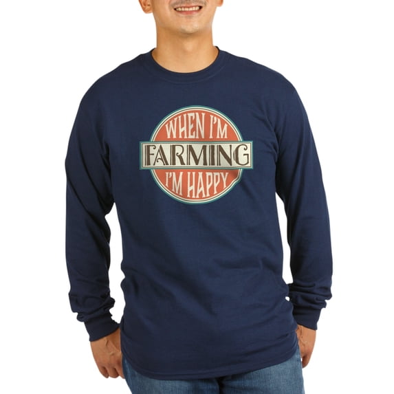 CafePress - Happy Farmer - Long Sleeve Dark T-Shirt