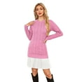 thumbnail image 6 of NAYTOAO Women's Crewneck Cable Knit Long Sleeve Sweater Dress with Pleated Hem Fall Winter Casual Pullover Mini Sweater Dress, 6 of 6