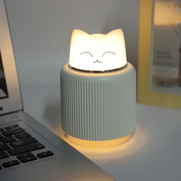 Humidificador Ultrasónico De Gato ANGGREK Humidificador de Aire Ultrasónico de Plástico Blanco 300ML Luz Nocturna LED