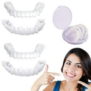 JARENGO Fake Teeth, 4PCS Dentures Teeth for Women and Men Veneers for Temporary Teeth Restoration Nature and Comfortable to Protect Your Teeth