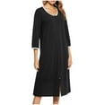 thumbnail image 5 of CHUMUD Women Zipper Robes Front Bathrobe 3/4 Sleeve Loose Pajamas Nightgown With Pockets Soft Loungewear, 5 of 5