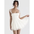 thumbnail image 2 of Mozision Elegant White Lace Strap Mini Dress For Women Fashion Sleeveless Backless Loose Sexy Short Dresses Vestido ClubwearL Gao Jinjia LED, 2 of 2