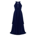 thumbnail image 3 of Aislor Kids Girls Pleated Chiffon Sleeveless Wedding Flower Girls Long Dress Junior Bridesmaid Party Dress Navy_Blue 8, 3 of 7