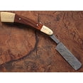 thumbnail image 3 of Damascus Steel Straight Razor with Camel Bone & Wood Handle, 3 of 4