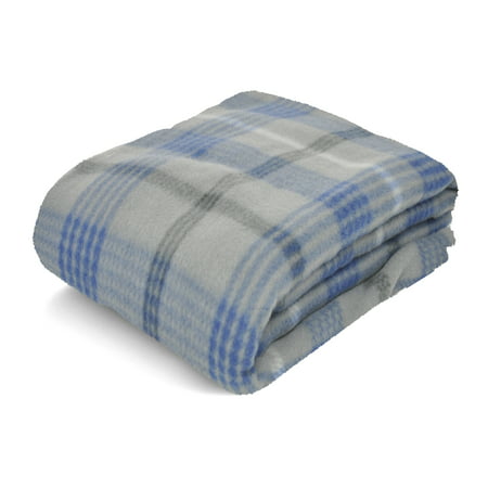 Mainstays Fleece Gray & Blue Plaid Throw Blanket, 50