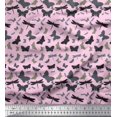 thumbnail image 1 of Soimoi Pink Japan Crepe Satin Fabric Artistic Insects Print Fabric by The Yard 42 Inch Wide, 1 of 1