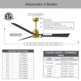 thumbnail image 6 of Matthews Fan Company AK-BRBR-BK-56 Alessandra 56” Brushed Brass Ceiling Fan with 3 Matte Black Blades, Remote Control, Indoor/Outdoor Wet Rated, 6 of 6