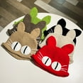 thumbnail image 4 of Chapeau Tricoté Forme de Chat Mignon Contraste Couleur Fait Main Extensible Protection des Oreilles Décontracté Surdimensionné Automne Hiver Chapeau Seau pour Femmes Quotidien, 4 of 10