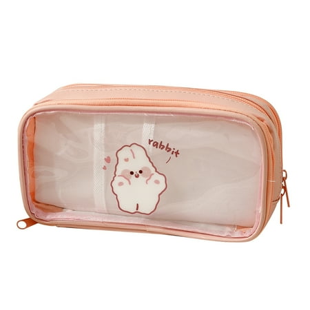 

Cute Transparent Pen Bag Large Capacity Storage Bag Convenient to Store All Kinds of Stationery Transparent Zipper Storage Bag Gifts for Children
