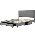 thumbnail image 3 of Bellemave Queen Size Linen Upholstered Platform Bed Frames with 3 Storage Drawers,Queen Storage Bed with Headboard & Wood Slat Support for Bedroom Boys Girls Small Space,Gray, 3 of 11