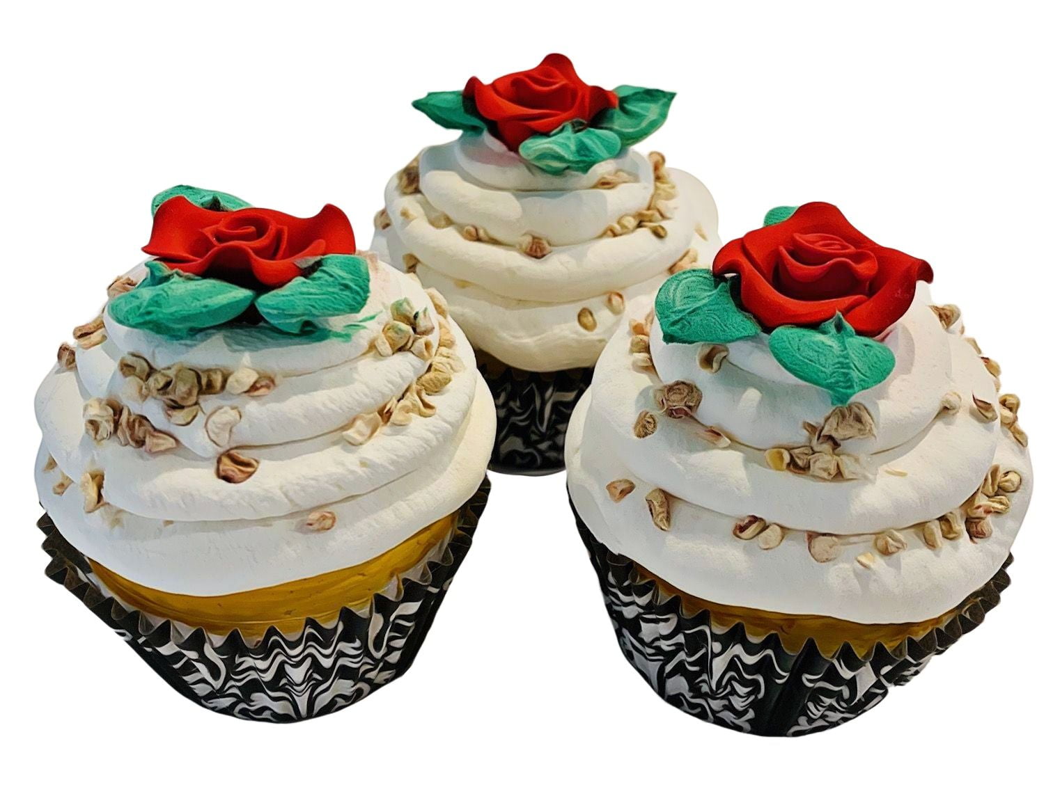 Christmas Cupcakes Set of 3 Faux Cupcakes Prop Holiday Decoration 