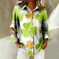 thumbnail image 4 of St Patricks Day Shirt Women Long Sleeve Button Down Loose Green Casual Summer Tops, 4 of 7
