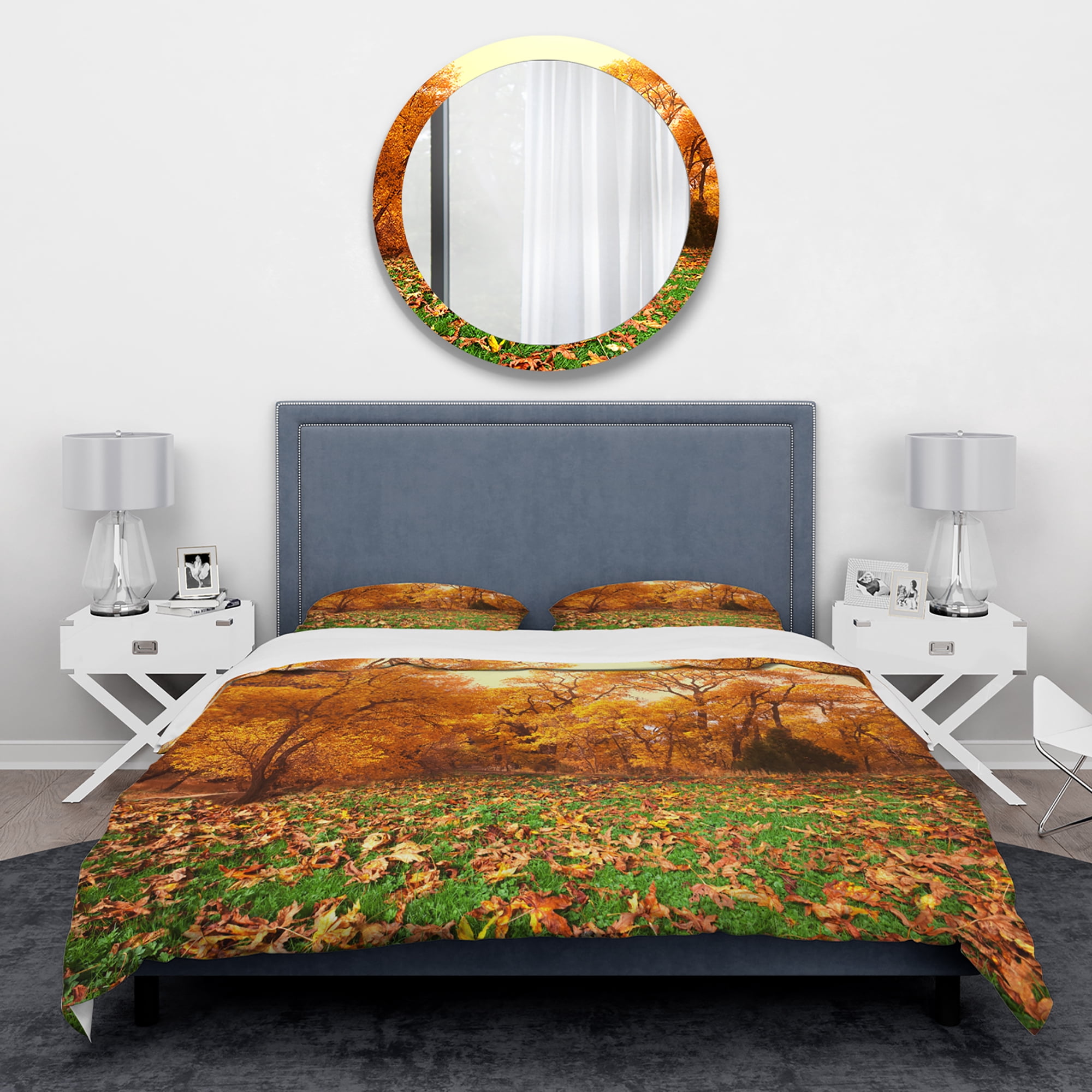 Designart 'Beautiful Autumn with Green Grass' Vintage Duvet Cover Set