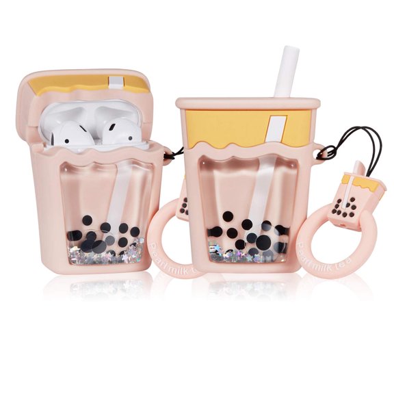 Silicone Protective Case for AirPods 2nd & 1st Generation with Keychain, Cute Cartoon Design Shockproof Cover
