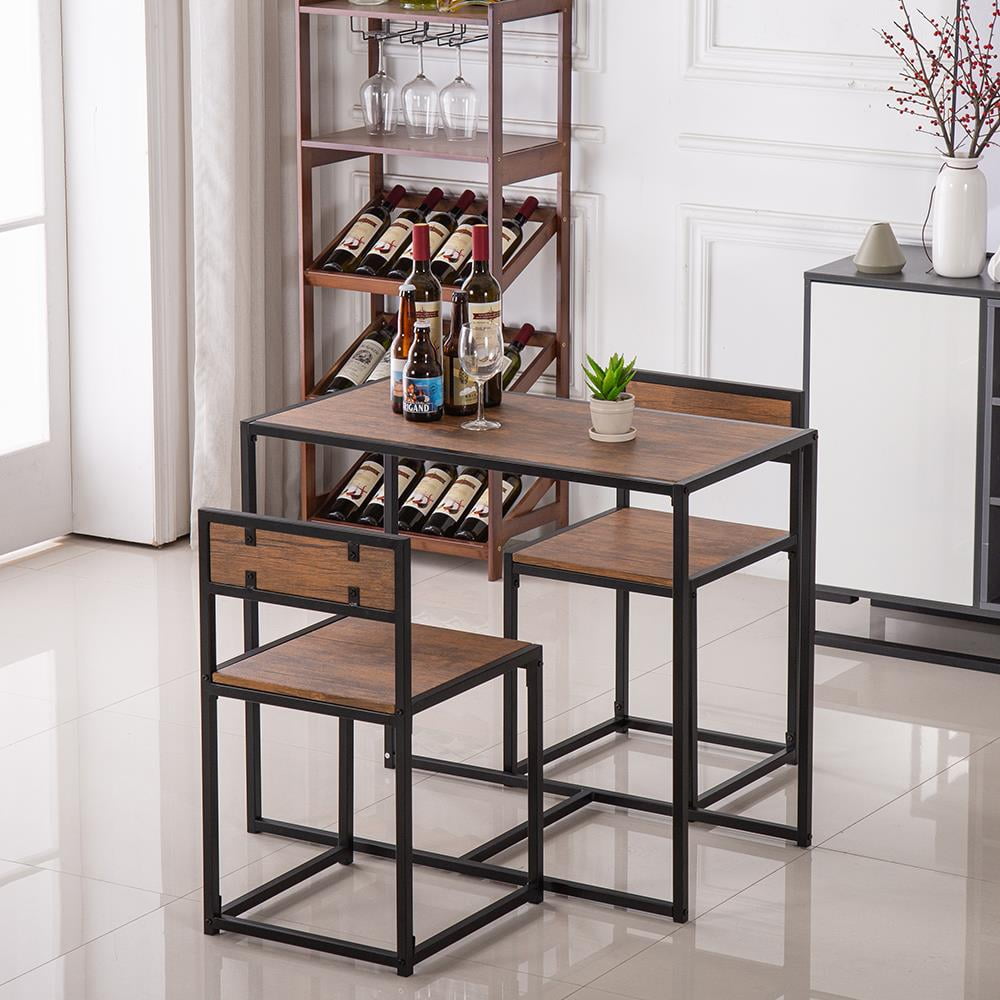 Winado Industrial 3-Piece Dining Table and 2 Chair Set for Small Space