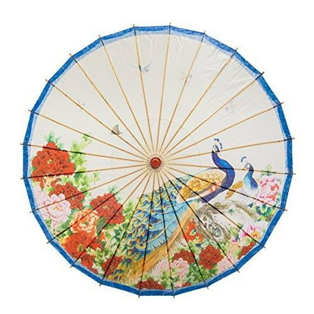 - thy collectibles rainproof handmade chinese oiled paper umbrella parasol 33 peacock & peony