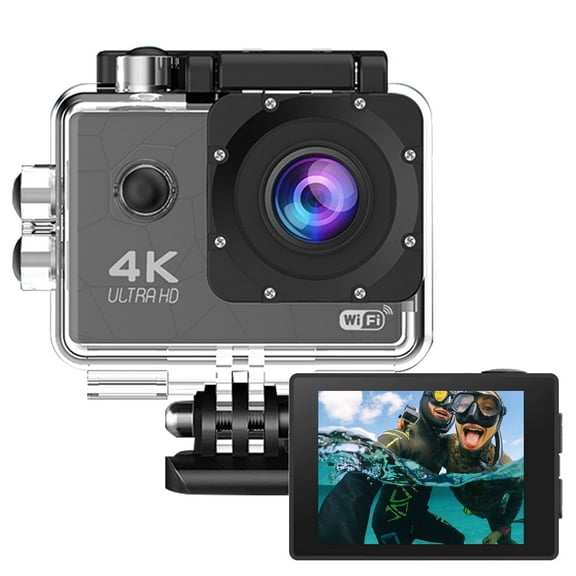 4K60FPS WiFi Action Camera with EIS Ultra HD Underwater Camera 98FT Waterproof Camera Remote Control 120° Wide Angle Support External Microphone Black