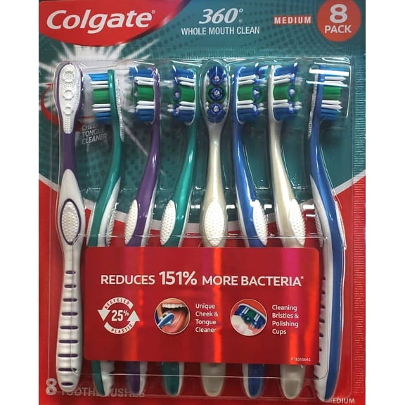 Colgate 360 Whole Mouth Clean Medium Toothbrushes, 8 ct.