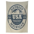 thumbnail image 3 of Ambesonne America Tablecloth Rectangular Table Cover, Detroit Michigan Stamp, 60"x90", Blue Grey and Taupe, 3 of 4
