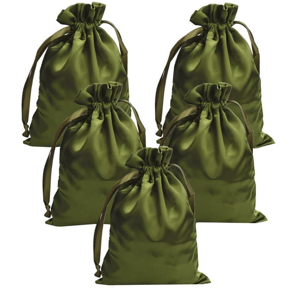 Bolsas de satén con cordón Gbateri, 35 unidades, 13 x 18 cm, color verde musgo