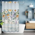 thumbnail image 6 of White Yellow Daisy No Hooks Shower Curtain with Snap-in Liner Eucalyptus Leaves Lavender Spring Wood Board Shower Curtains for Bathroom, Waterproof, Easy Install, Washable 54"x78", 6 of 9