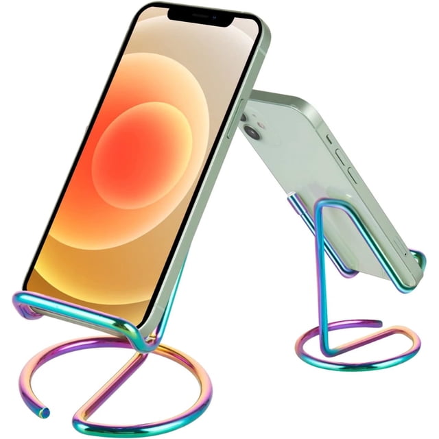 Soporte para teléfono celular para escritorio, lindo soporte para teléfono celular de metal en oro rosa, accesorios de escritorio, compatible con todos los teléfonos móviles, iPhone, Switch, iPad