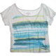 thumbnail image 1 of Ecko Unltd. Camiseta estampada con rayas pintadas y cuello abierto para mujer, azul, grande, 1 of 1