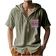 thumbnail image 1 of Camisa de Manga Corta de los Hombres con Capucha de Cárdigan Impresa con Botón con Bolsillos Top Casual para Primavera Verano, 1 of 9